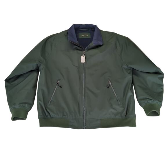 Orvis Harrington Bomber Dark Green Fleece Lined Flight Jacket Men's Size Large - Picture 1 of 11